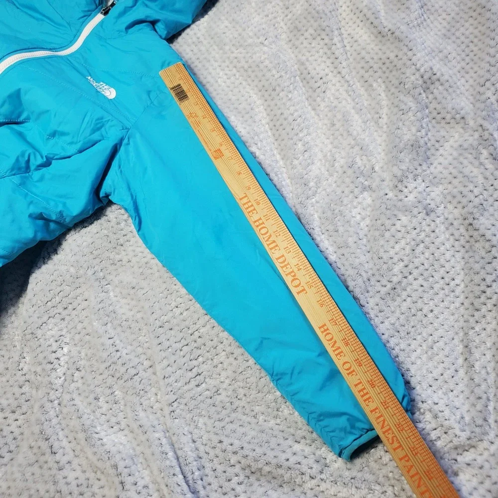 The North Face Girls Reversible Fleece Hooded Jacket Girls Large 14/16 Turquoise